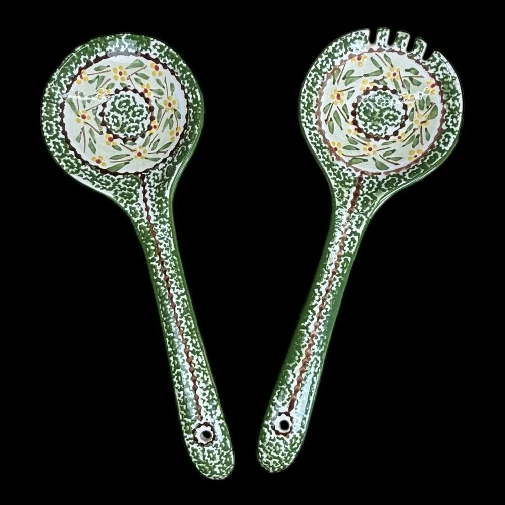 Temptations Old World Green Salad Server Utensil Set 10